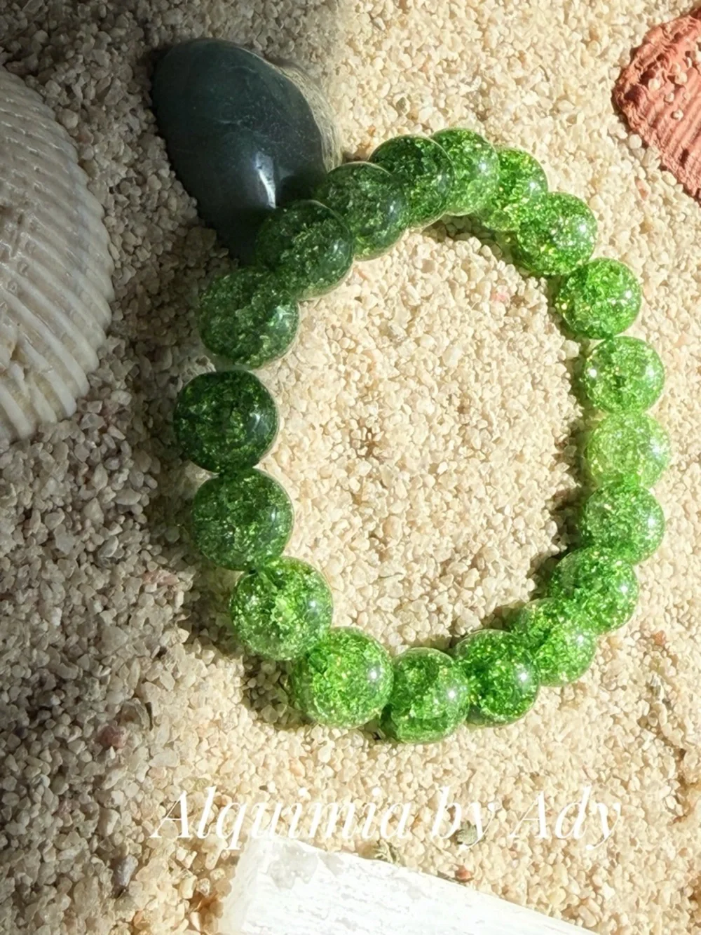 Crackle Bead Stretch Bracelet + QUARTZ